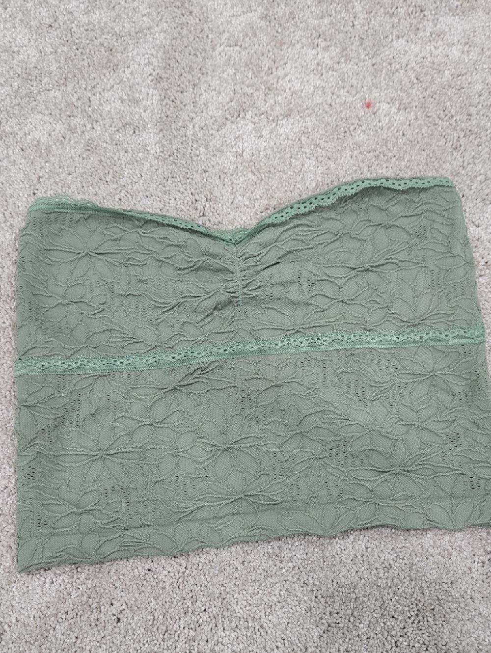 Lace Strapless Crop Top - Sage Green